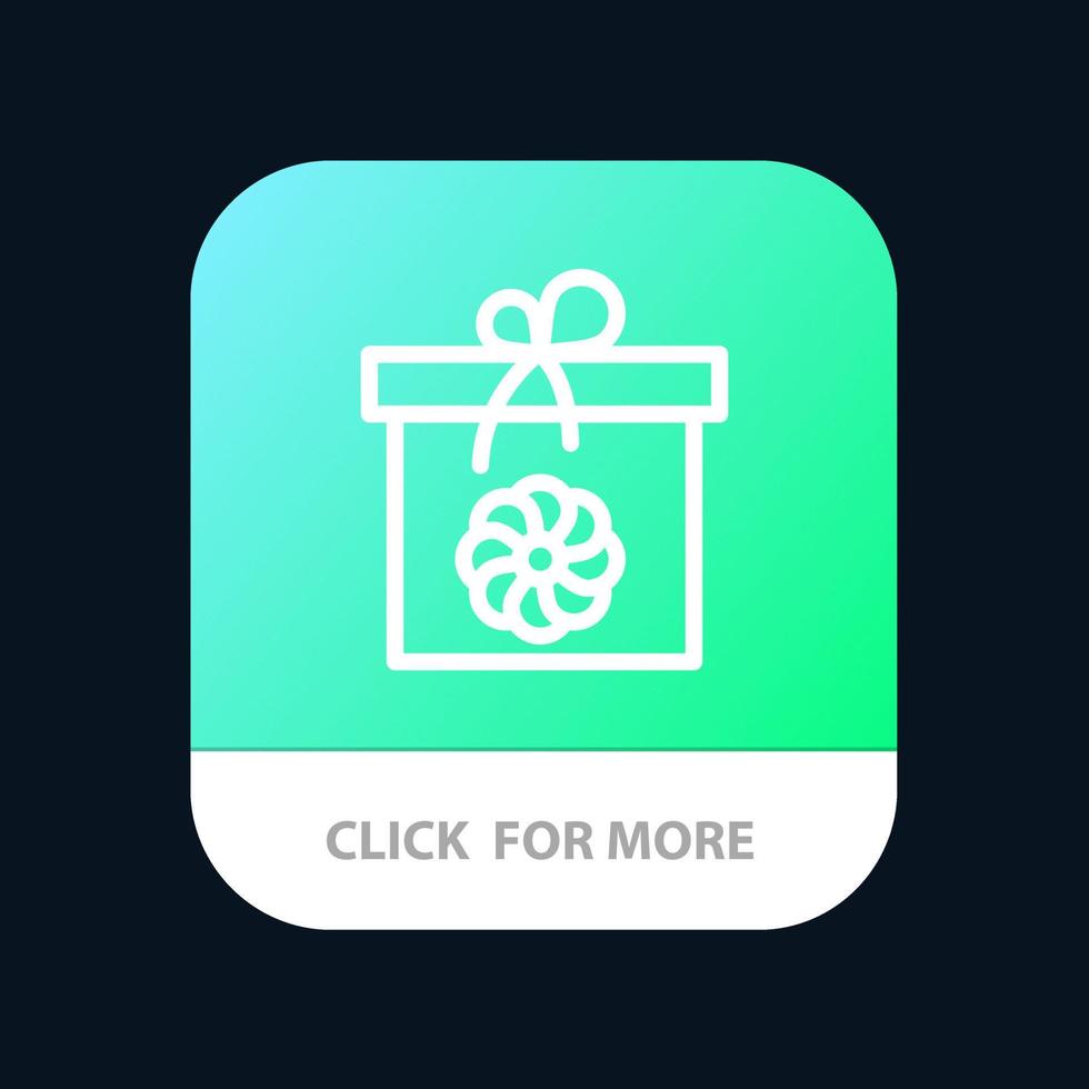 geschenk doos bloem voorjaar mobiel app knop android en iOS lijn versie vector