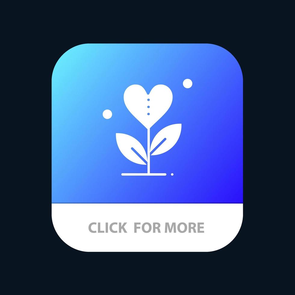 dankbaarheid toenemen groei hart liefde mobiel app knop android en iOS glyph versie vector