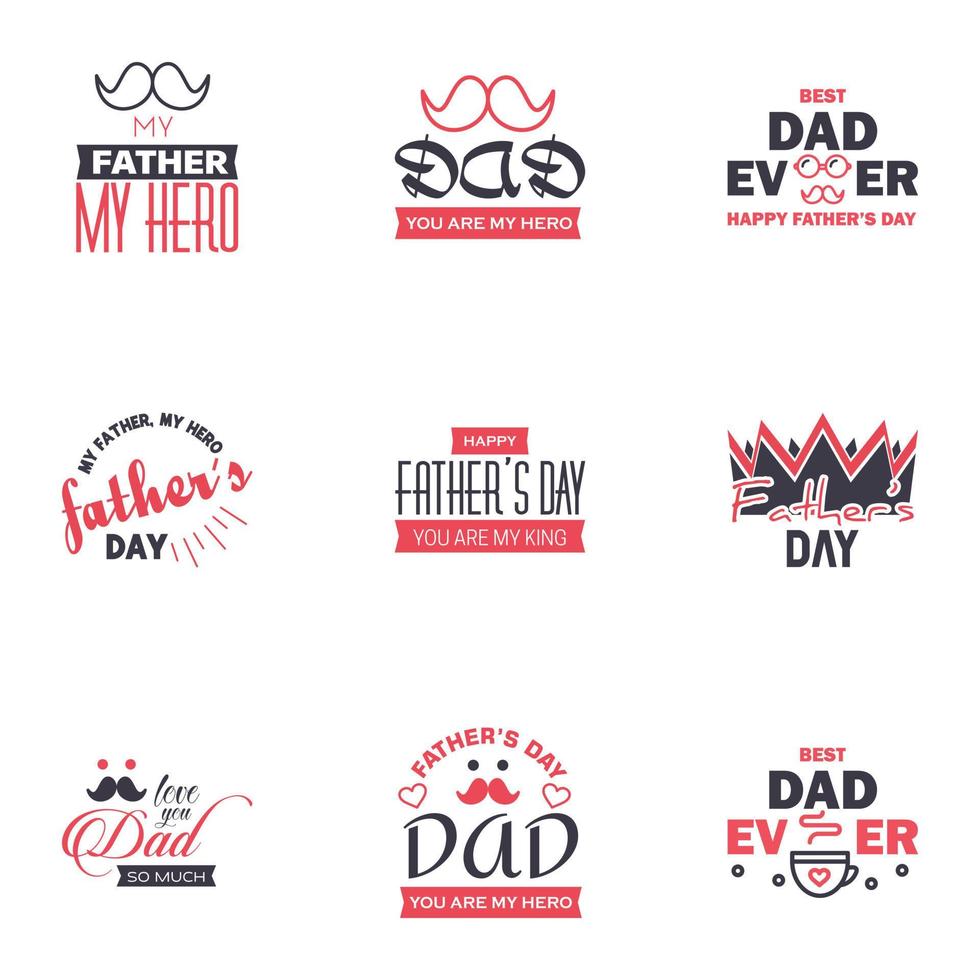 gelukkig vaders dag 9 zwart en roze typografie reeks vector typografie wijnoogst belettering voor groet kaarten banners t-shirt ontwerp u zijn de het beste vader bewerkbare vector ontwerp elementen