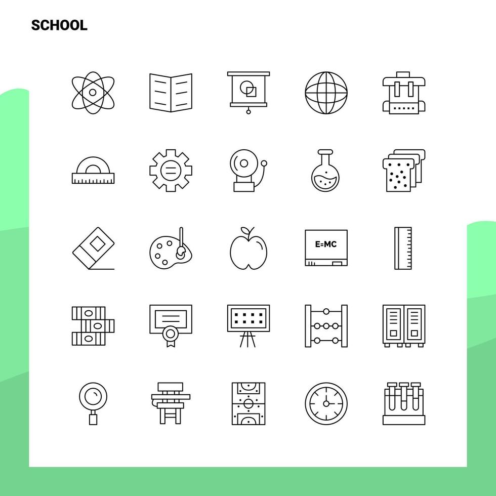 reeks van school- lijn icoon reeks 25 pictogrammen vector minimalisme stijl ontwerp zwart pictogrammen reeks lineair pictogram pak