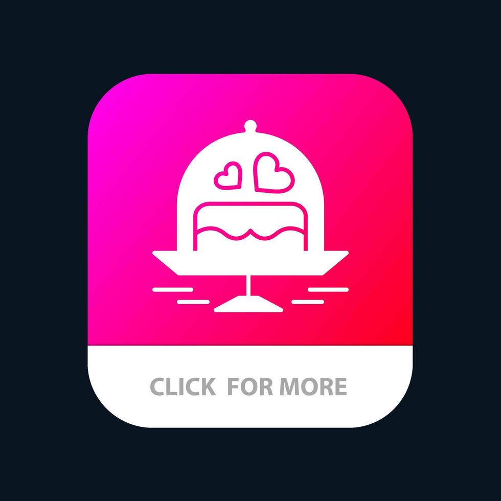 taart bord bruiloft liefde mobiel app knop android en iOS glyph versie vector
