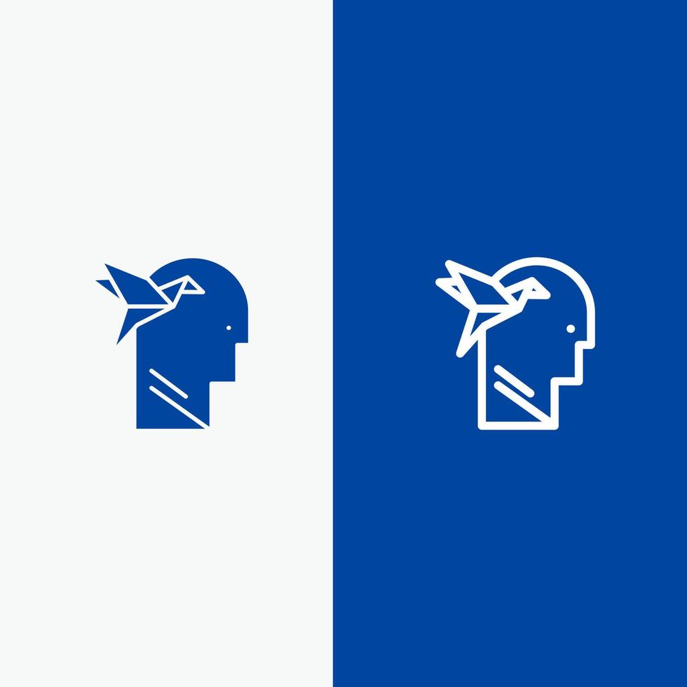 verbeelding het formulier verbeelding hoofd brian lijn en glyph solide icoon blauw banier lijn en glyph solide icoon blauw banier vector