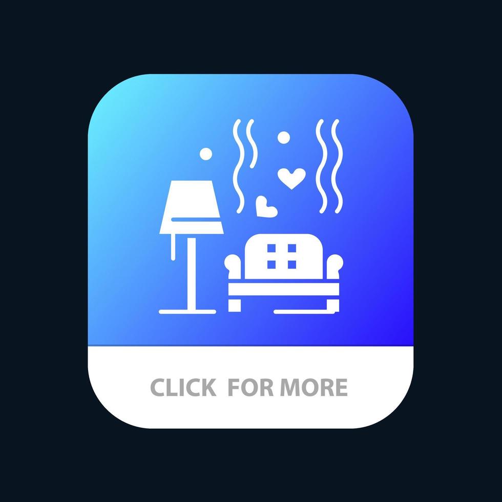 brok sofa liefde hart bruiloft mobiel app knop android en iOS glyph versie vector
