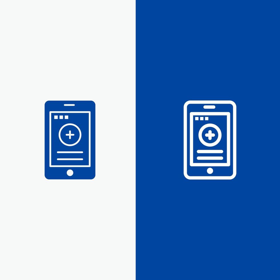 medisch cel telefoon ziekenhuis lijn en glyph solide icoon blauw banier lijn en glyph solide icoon blauw banier vector