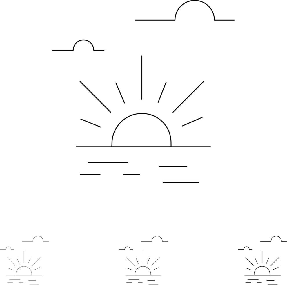 zon helderheid licht voorjaar stoutmoedig en dun zwart lijn icoon reeks vector