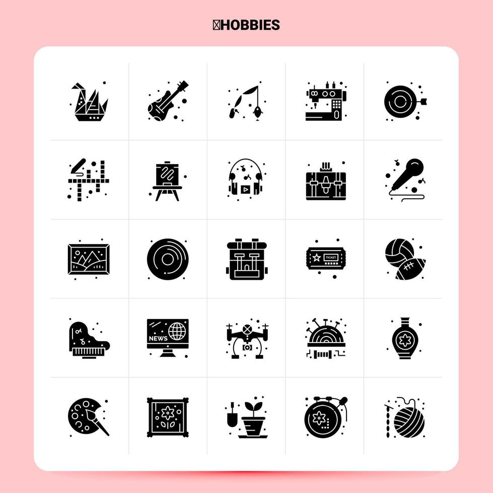 solide 25 hobby's icoon reeks vector glyph stijl ontwerp zwart pictogrammen reeks web en mobiel bedrijf ideeën ontwerp vector illustratie