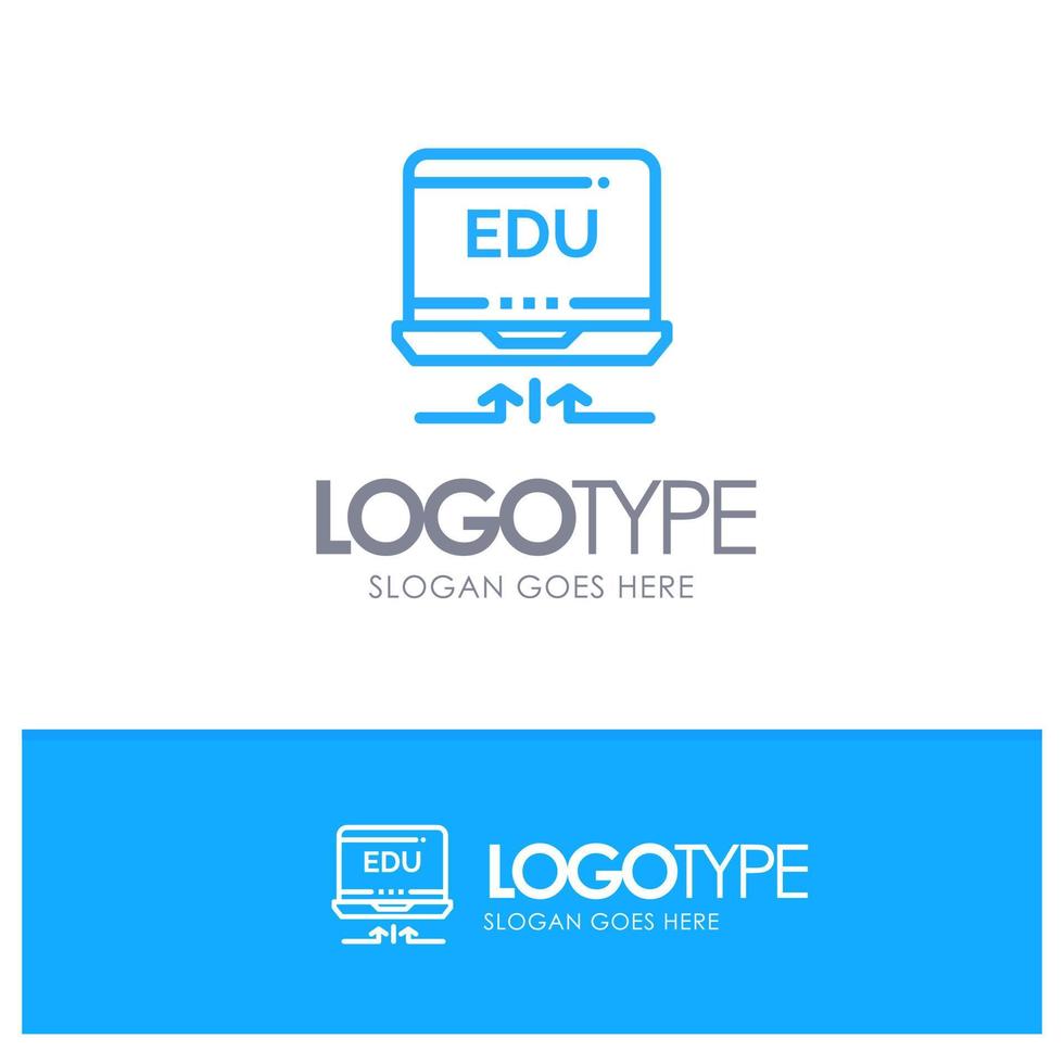 laptop hardware pijl onderwijs blauw logo lijn stijl vector
