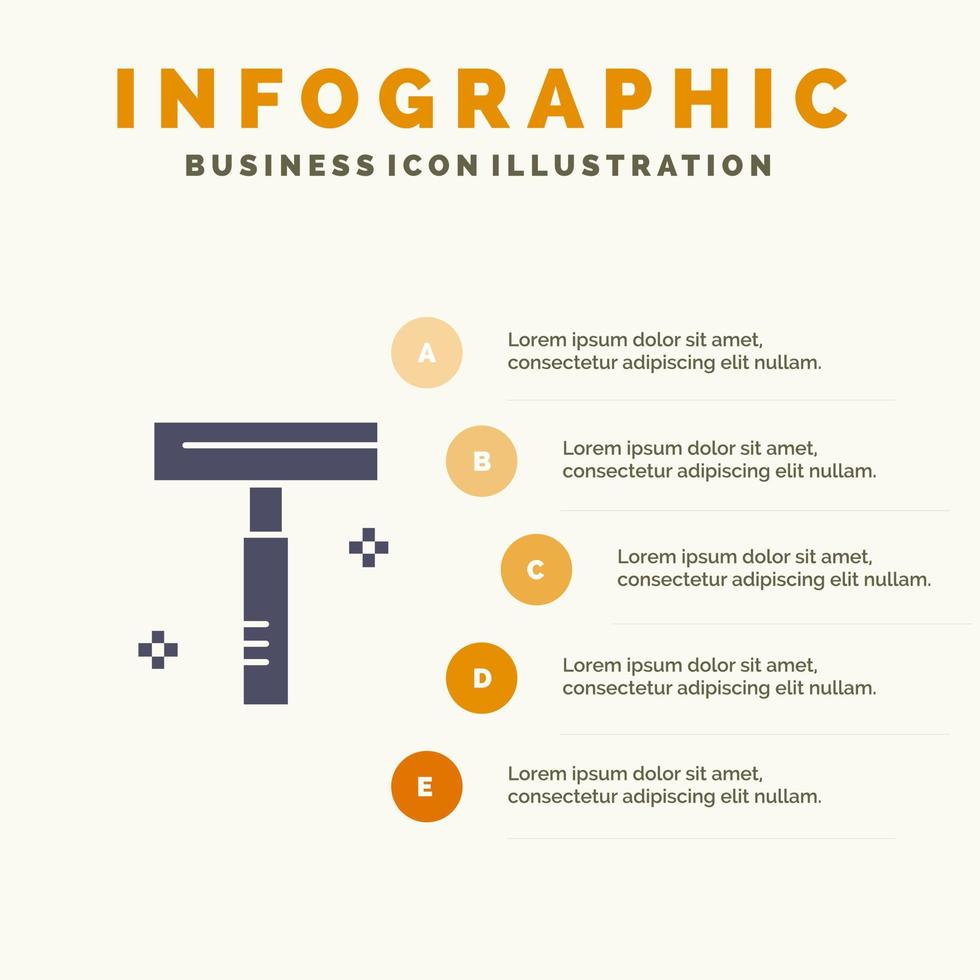 schoonheid kunstmatig scheermes salon solide icoon infographics 5 stappen presentatie achtergrond vector