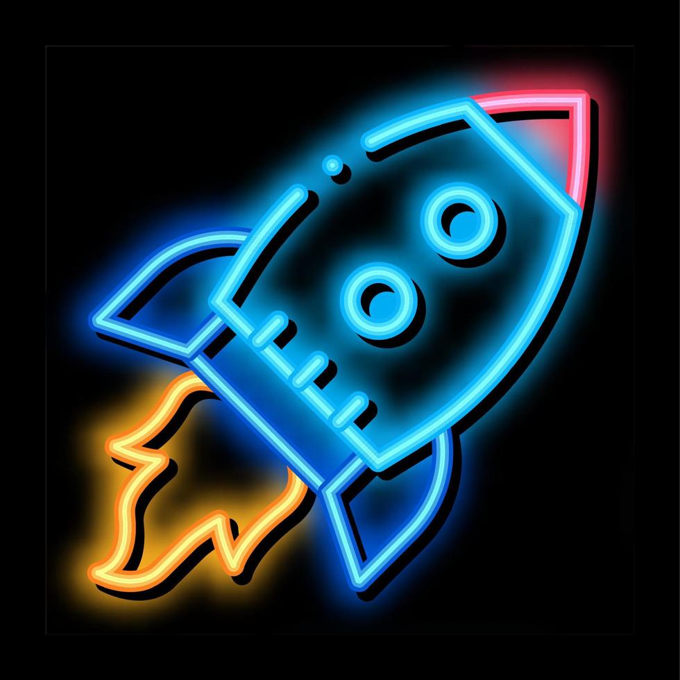 vliegend raket ruimteschip behendig element neon gloed icoon illustratie vector