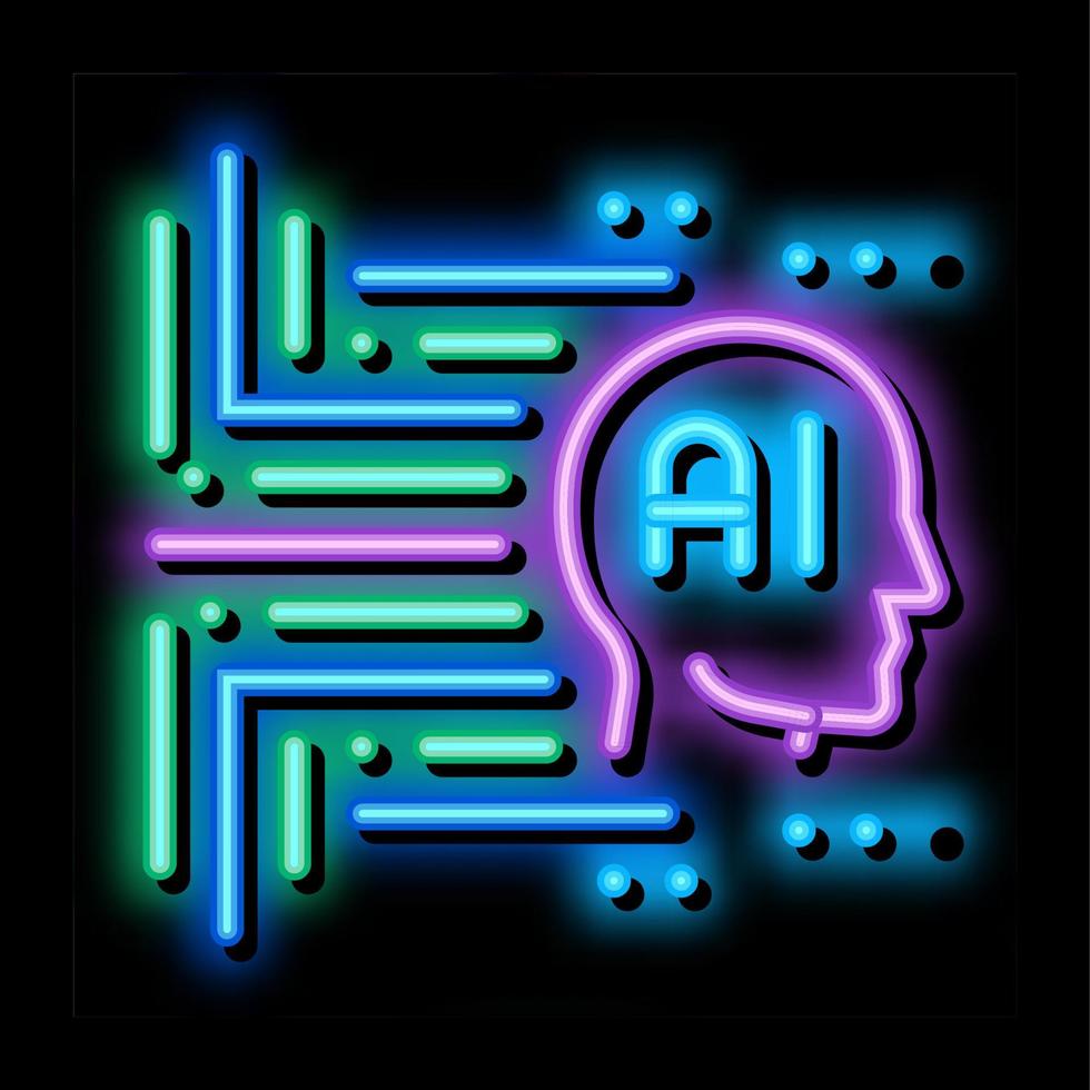 kunstmatig intelligentie- neon gloed icoon illustratie vector