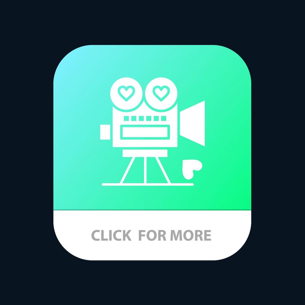 camera film video camera liefde Valentijn mobiel app knop android en iOS glyph versie vector
