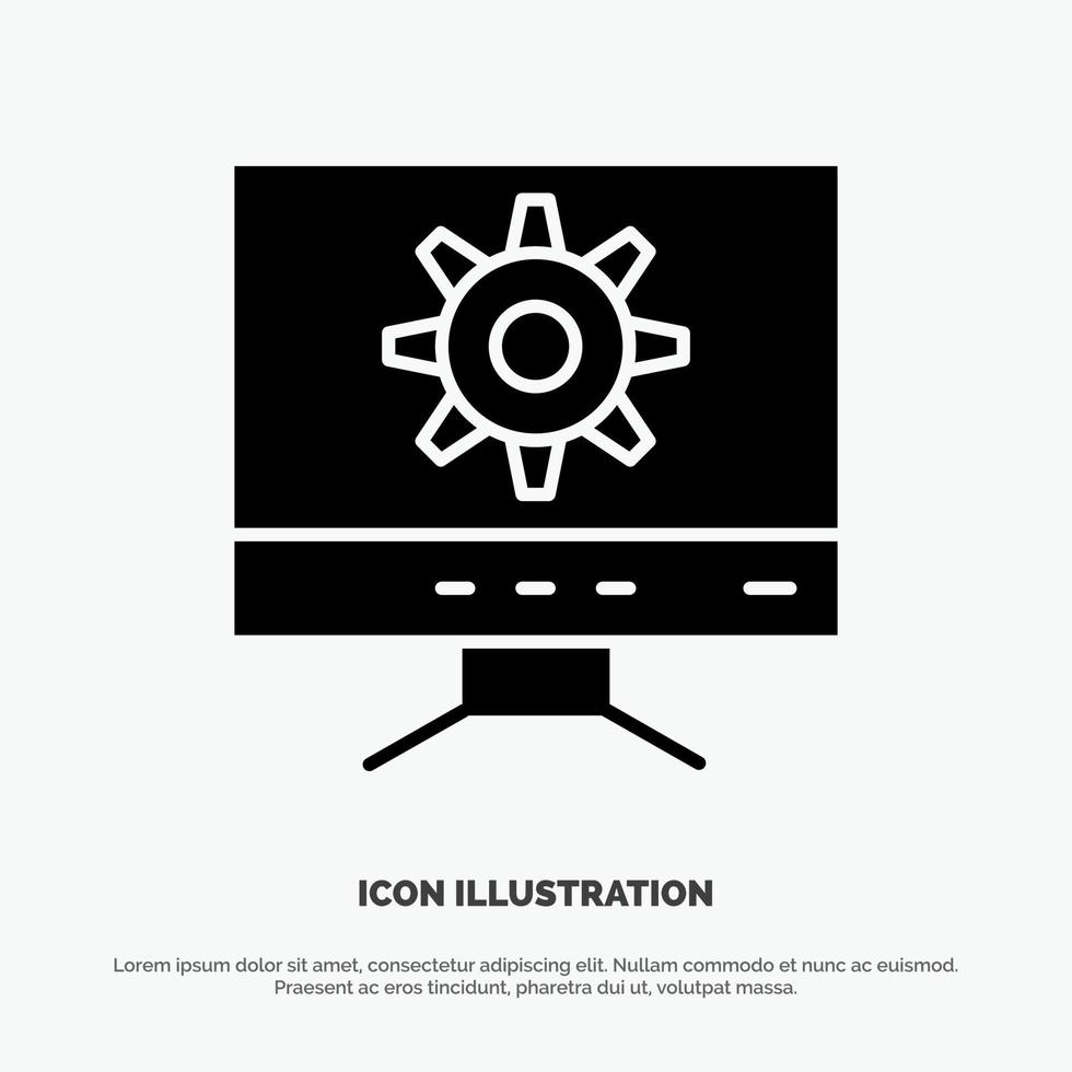 computer instelling ontwerp solide glyph icoon vector