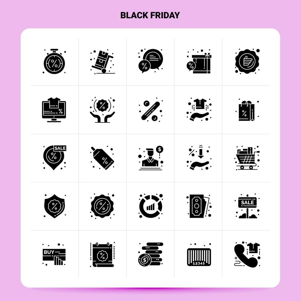 solide 25 zwart vrijdag icoon reeks vector glyph stijl ontwerp zwart pictogrammen reeks web en mobiel bedrijf ideeën ontwerp vector illustratie