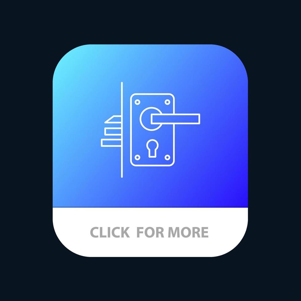 slot deur omgaan met sleutelgat huis mobiel app knop android en iOS lijn versie vector