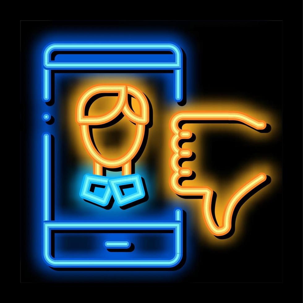 afkeer avatar mannetje neon gloed icoon illustratie vector