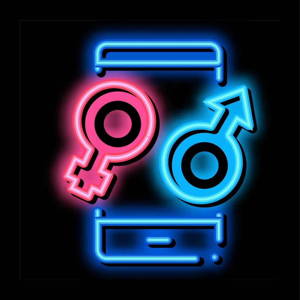 mannetje en vrouw compatibiliteit neon gloed icoon illustratie vector