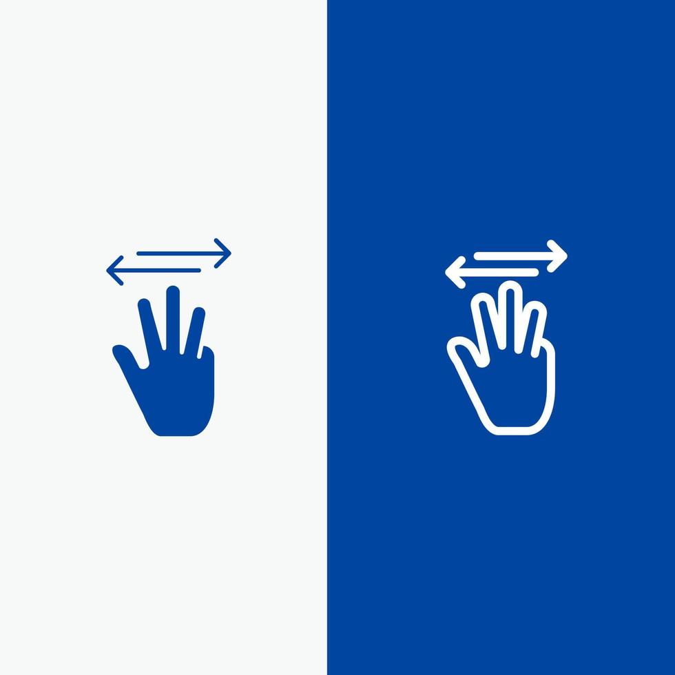 hand- hand- cursor omhoog links Rechtsaf lijn en glyph solide icoon blauw banier lijn en glyph solide icoon blauw banier vector