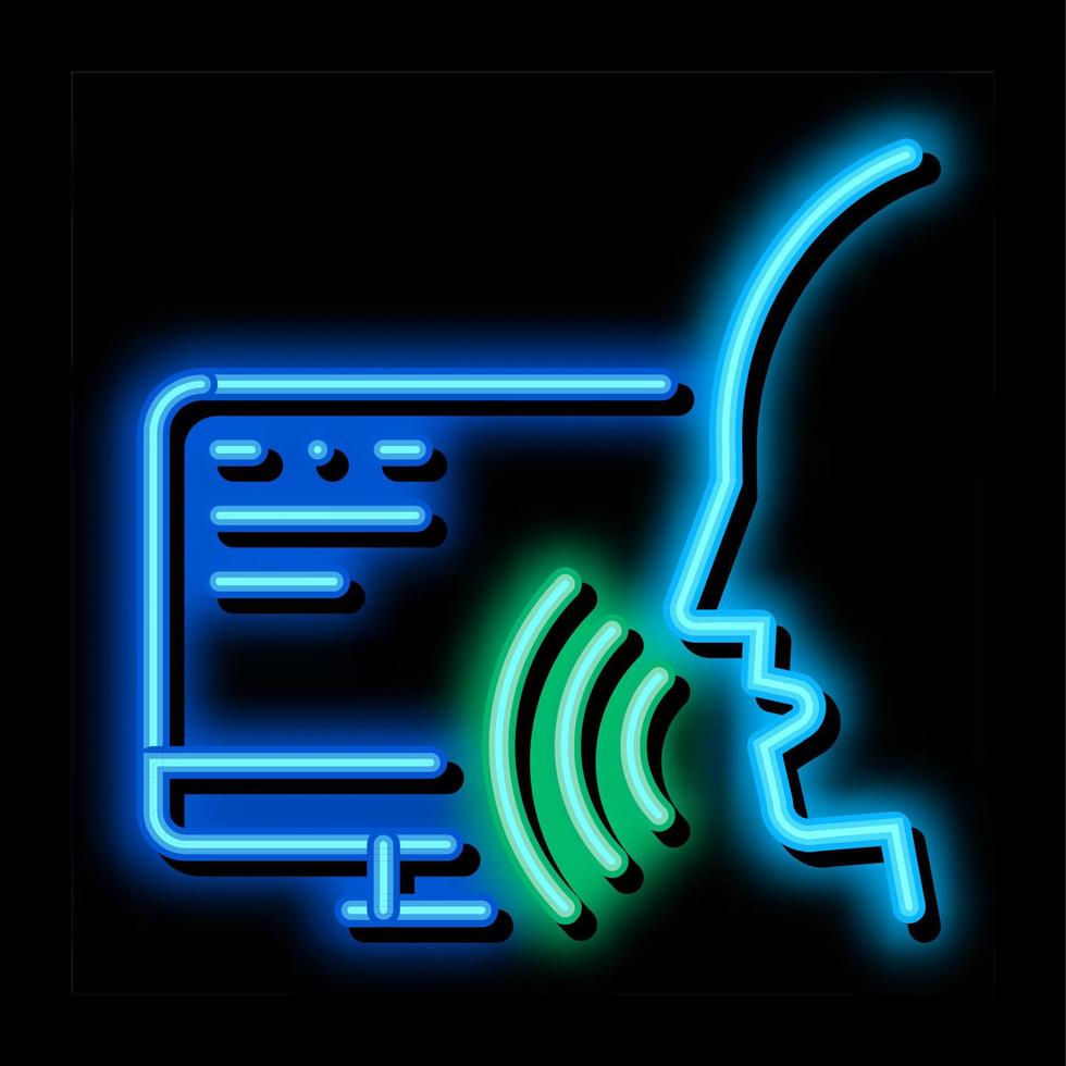 computer menselijk stem controle neon gloed icoon illustratie vector