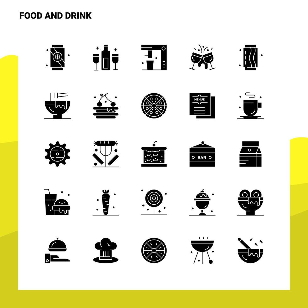 25 voedsel en drinken icoon reeks solide glyph icoon vector illustratie sjabloon voor web en mobiel ideeën voor bedrijf bedrijf