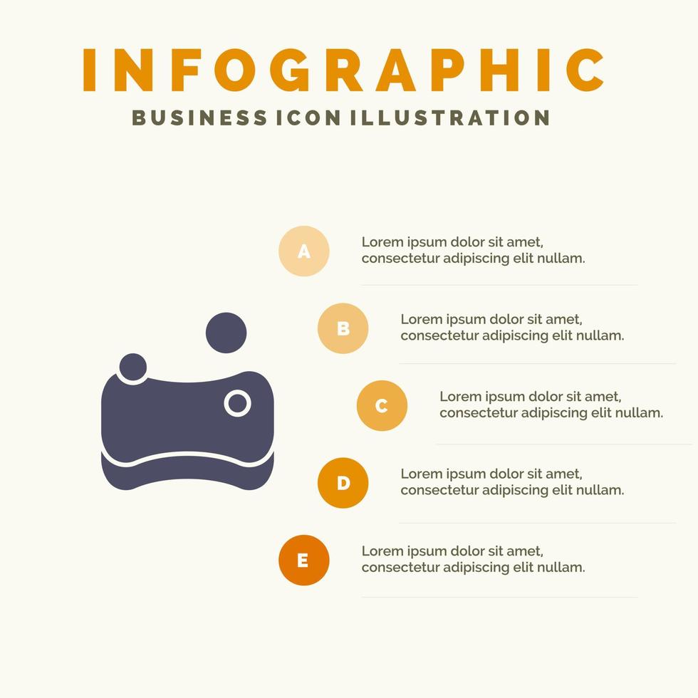 schoonmaak hygiënisch spons solide icoon infographics 5 stappen presentatie achtergrond vector