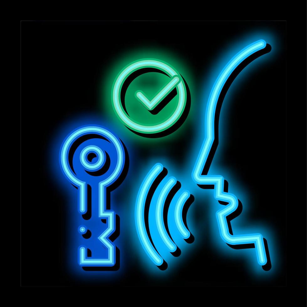 veiligheid systeem stem controle neon gloed icoon illustratie vector