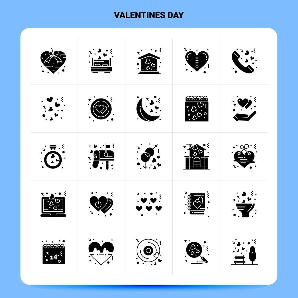 solide 25 valentijnsdag dag icoon reeks vector glyph stijl ontwerp zwart pictogrammen reeks web en mobiel bedrijf ideeën ontwerp vector illustratie