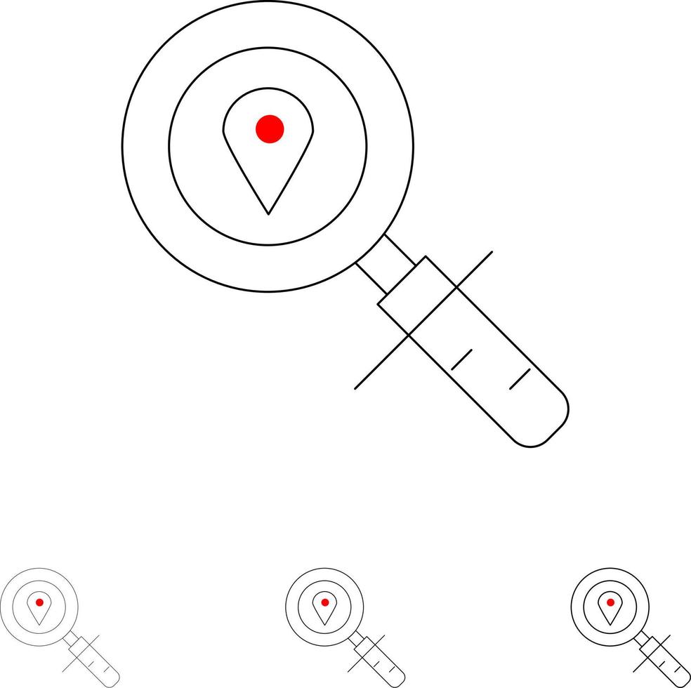 kaart plaats zoeken navigatie stoutmoedig en dun zwart lijn icoon reeks vector