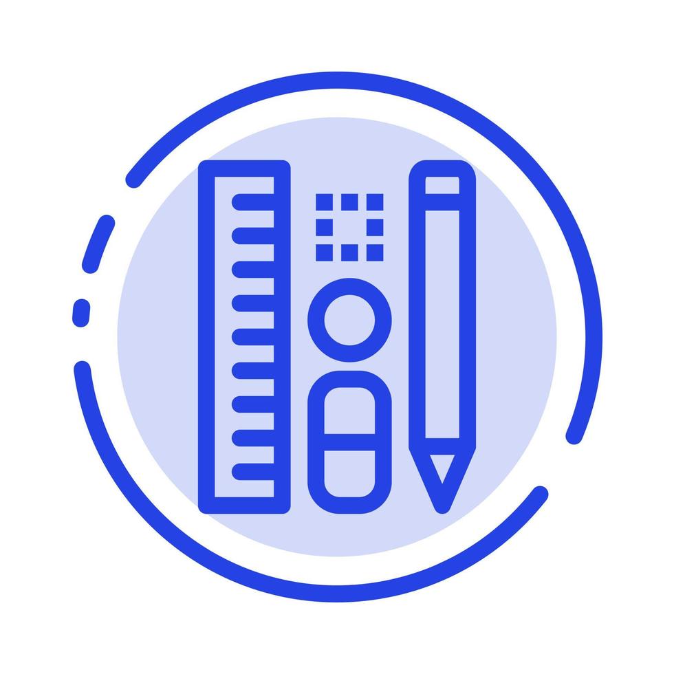 pen potlood schaal onderwijs blauw stippel lijn lijn icoon vector