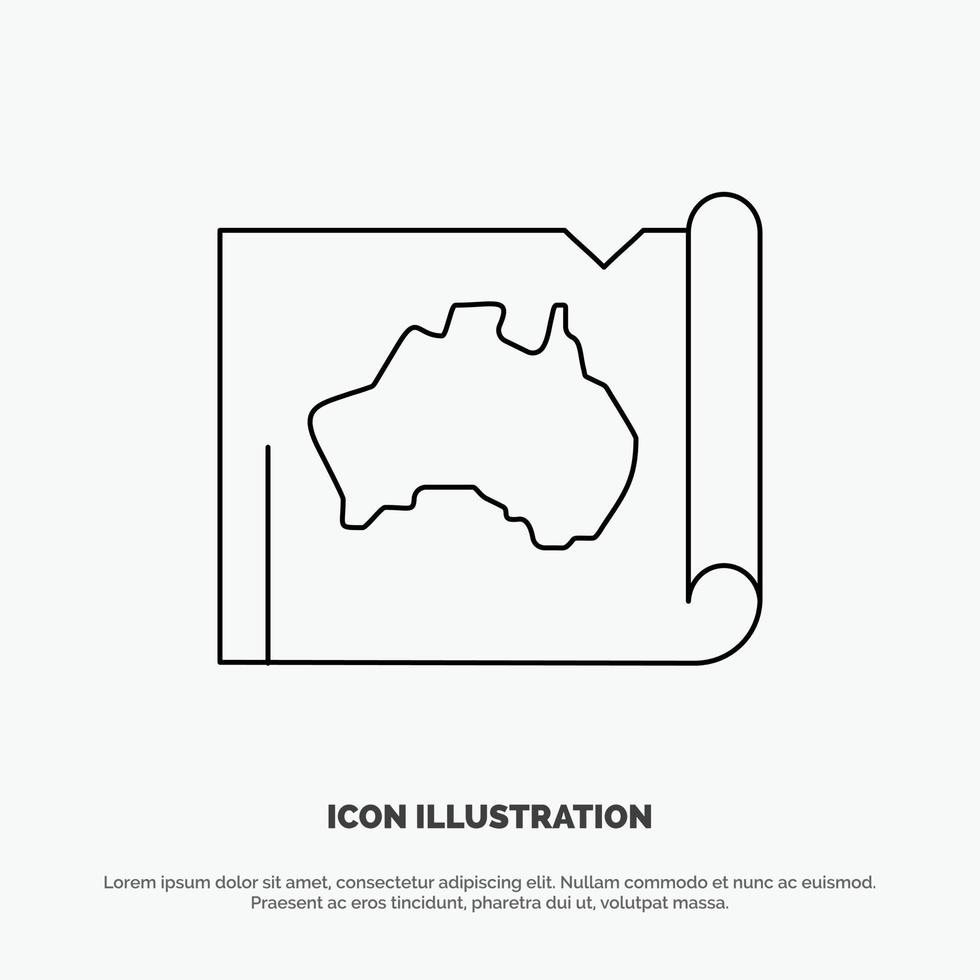 Australië Australisch land plaats kaart reizen lijn icoon vector