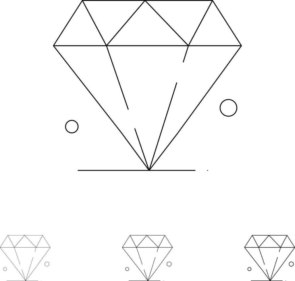 diamant juweel madrigaal stoutmoedig en dun zwart lijn icoon reeks vector