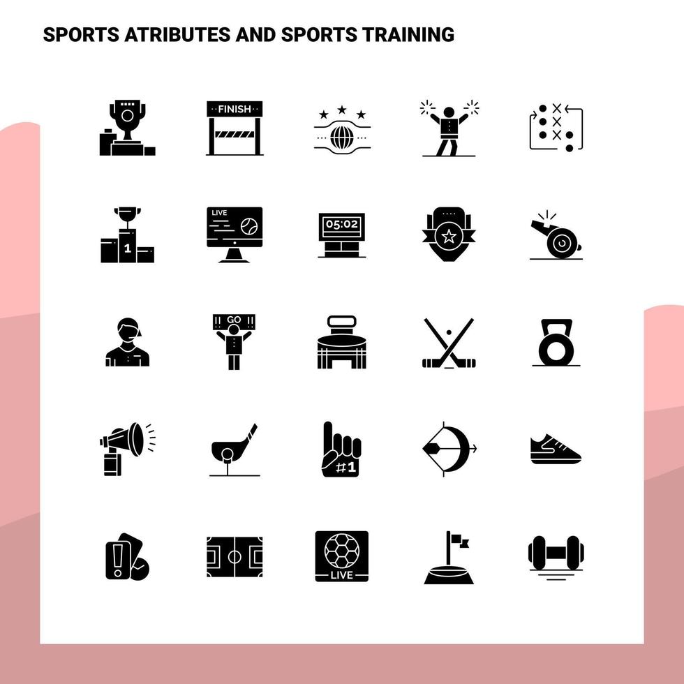 25 sport- attributen en sport- opleiding icoon reeks solide glyph icoon vector illustratie sjabloon voor web en mobiel ideeën voor bedrijf bedrijf