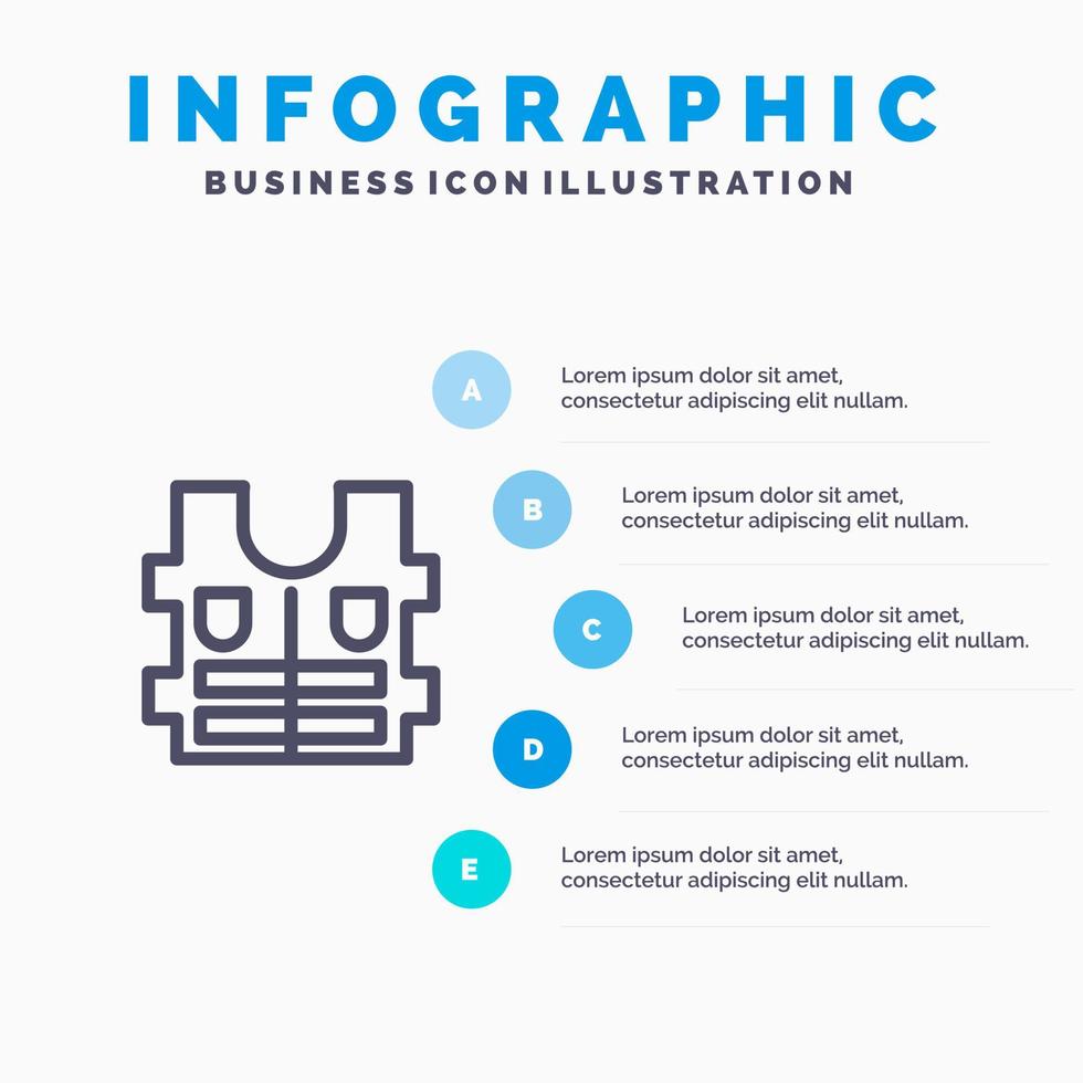 jasje leven veiligheid blauw infographics sjabloon 5 stappen vector lijn icoon sjabloon