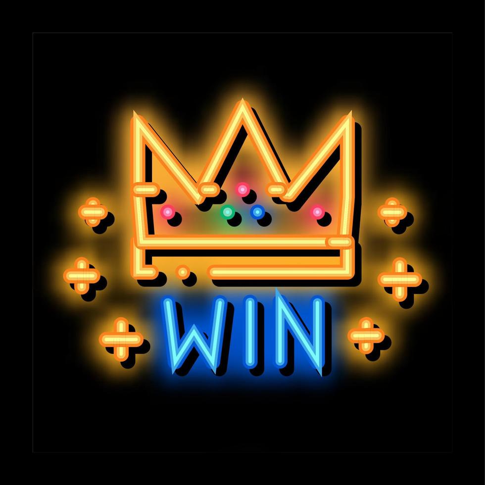 winnaar kroon wedden en het gokken neon gloed icoon illustratie vector