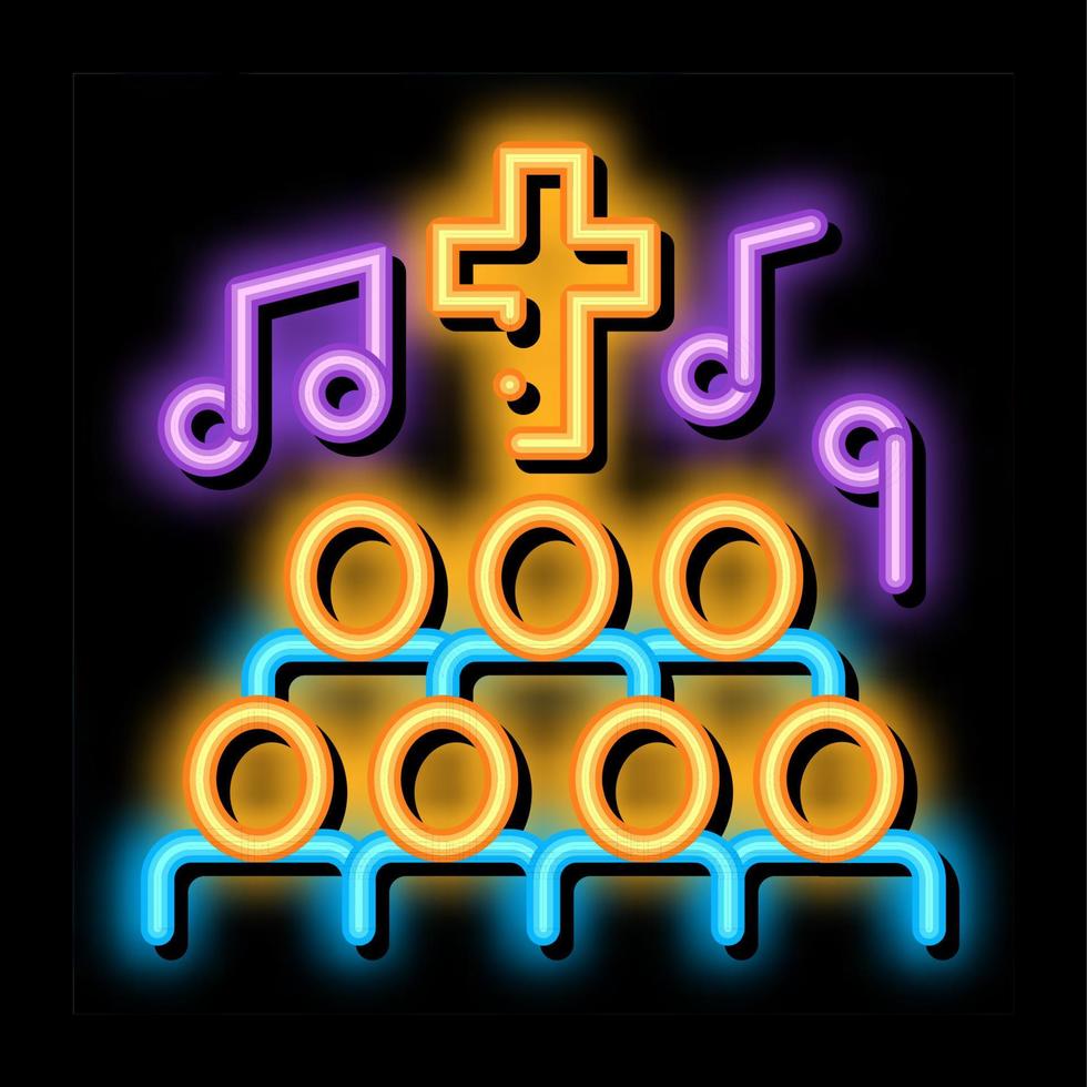 kerk koor het zingen lied concert neon gloed icoon illustratie vector