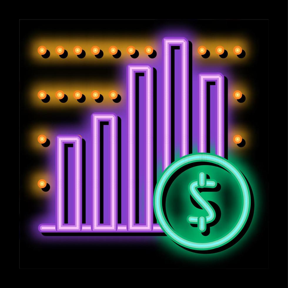 financieel diagram tabel en munt dollar neon gloed icoon illustratie vector