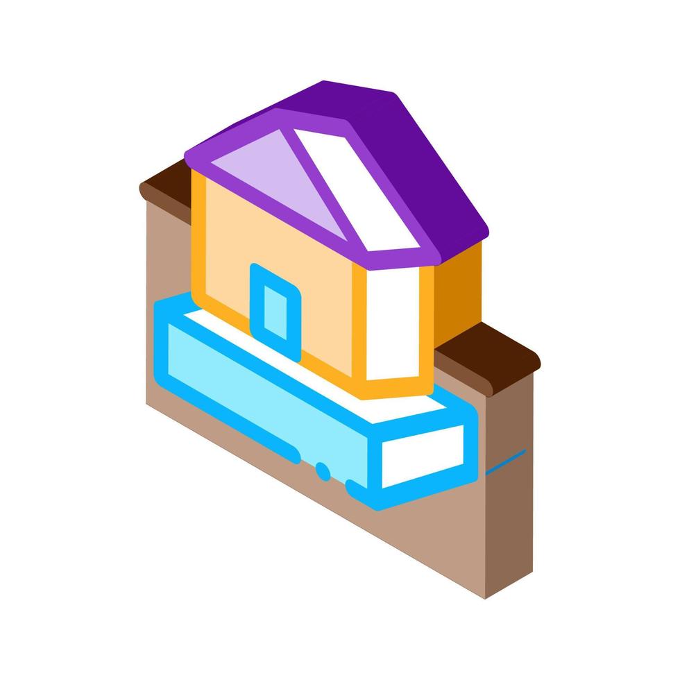 huis Aan fundament isometrische icoon vector illustratie