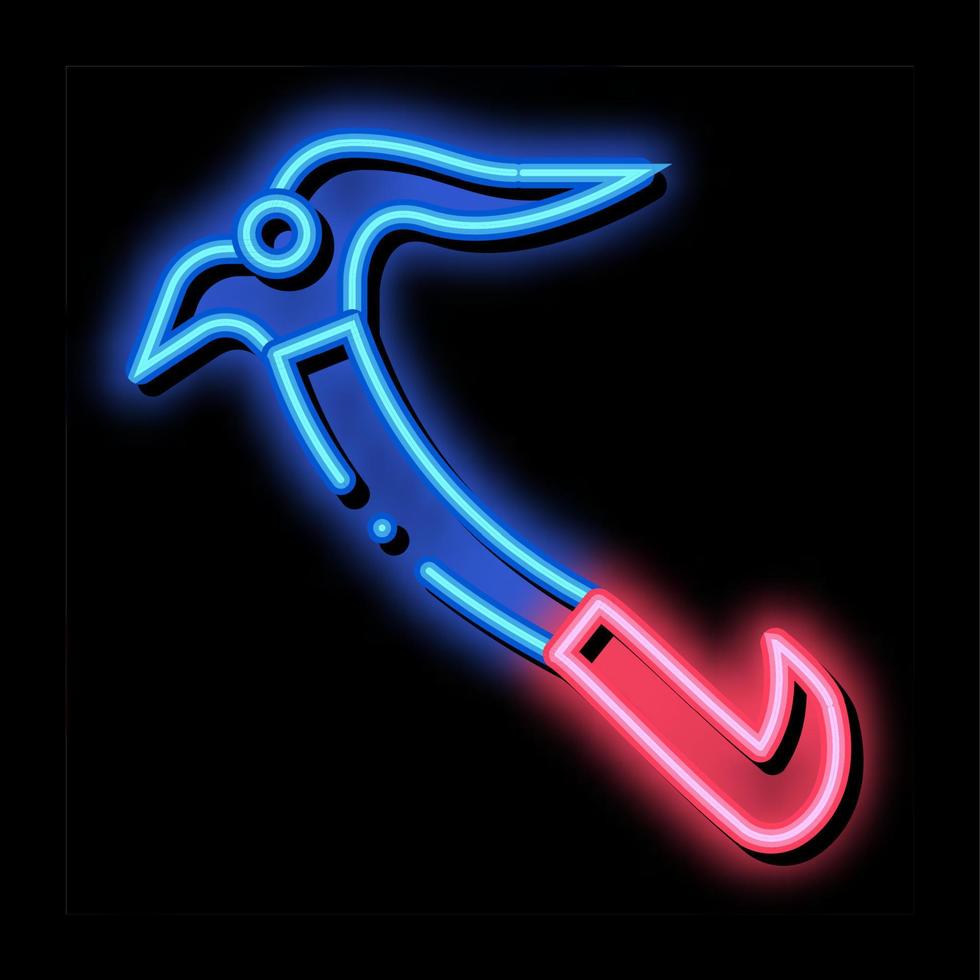 sport ijs bijl gereedschap alpinisme uitrusting neon gloed icoon illustratie vector