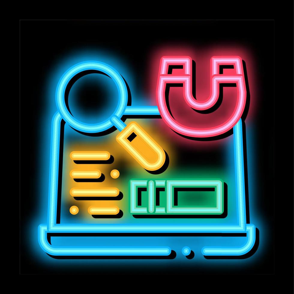 onderzoeken audit Aan laptop neon gloed icoon illustratie vector