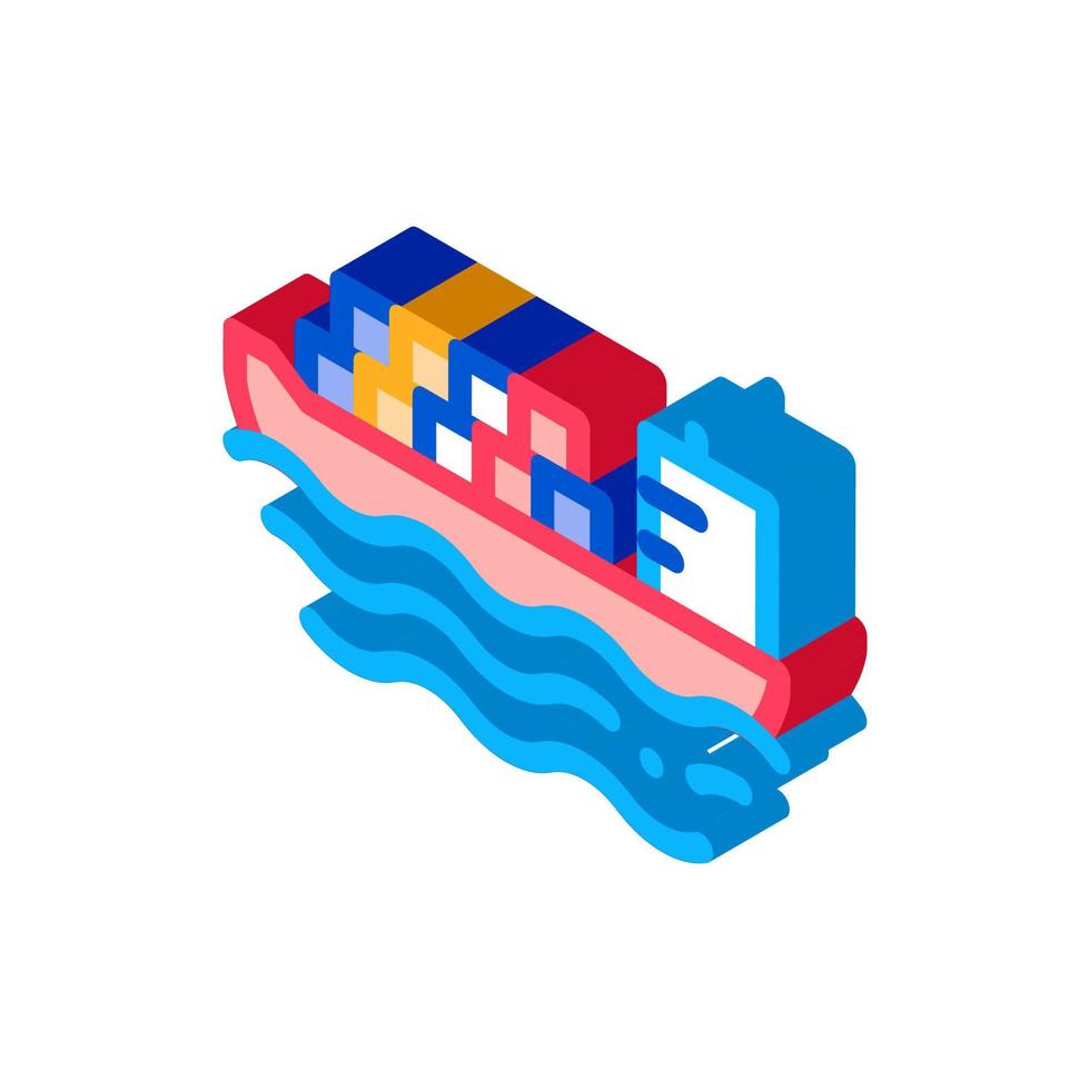 lading schip Bij zee isometrische icoon vector illustratie