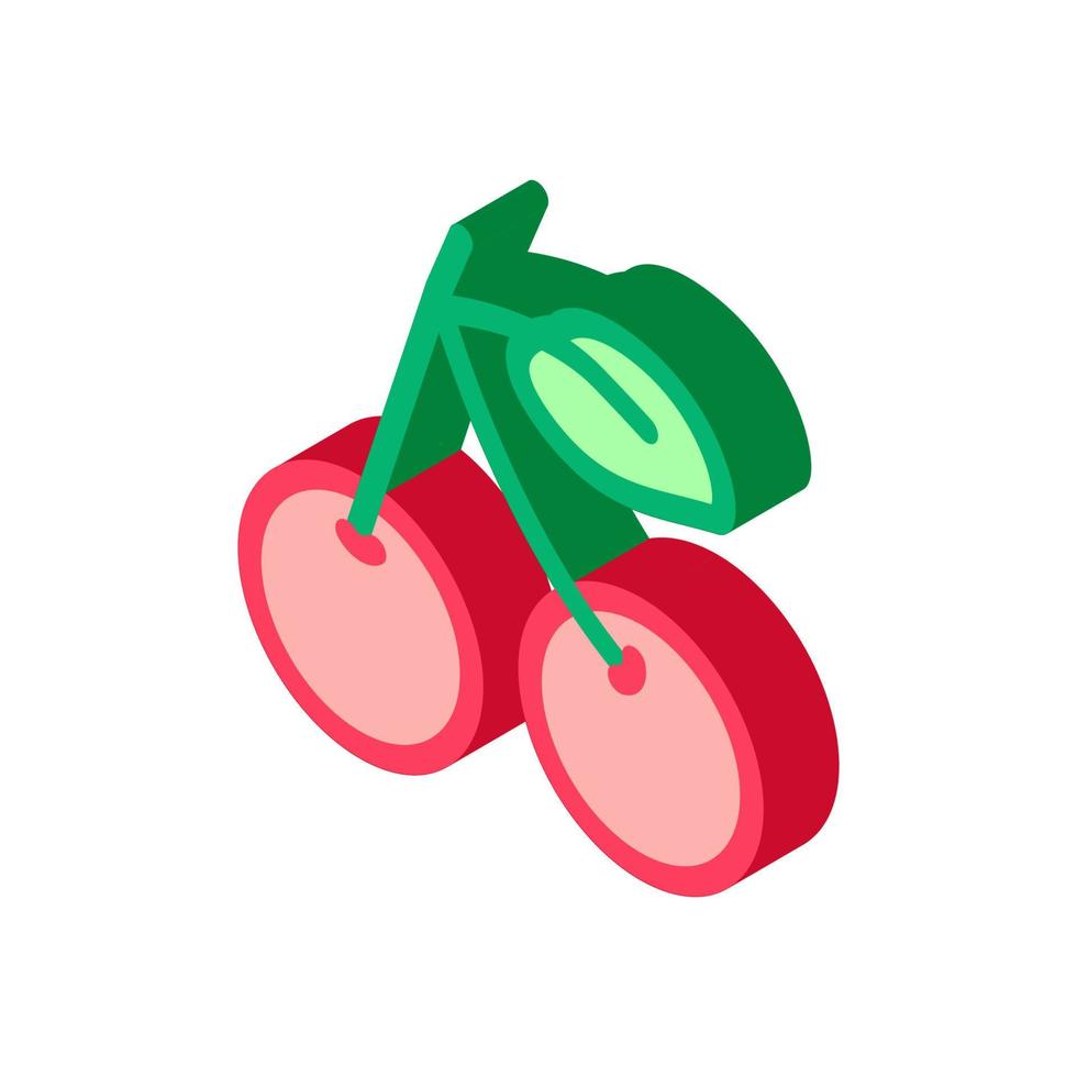 kers fruit blad isometrische icoon vector illustratie