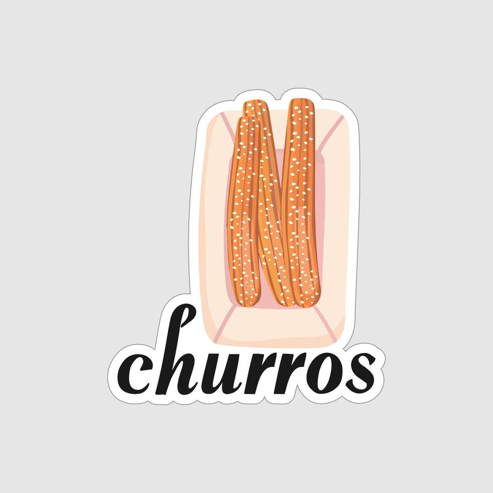 churros sticker afdrukbare artwork ontwerp Aan wit achtergrond vector