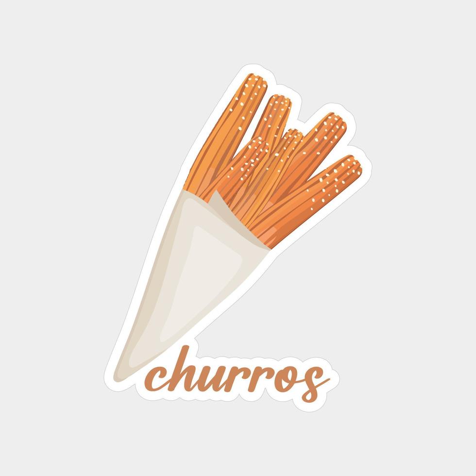 churros sticker afdrukbare artwork ontwerp Aan wit achtergrond vector