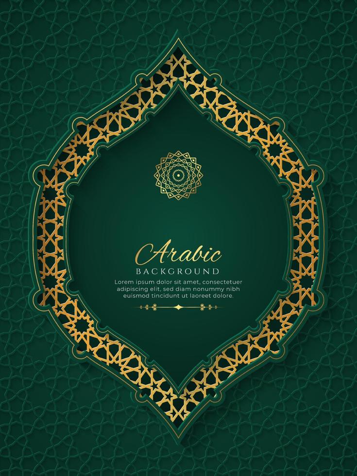 Arabische islamitische luxe decoratieve achtergrond met gouden Arabisch patroon vector