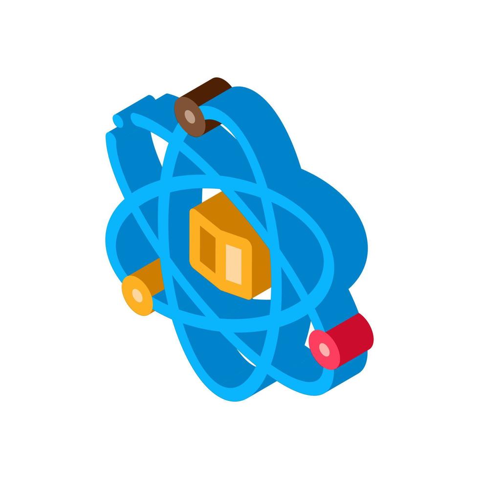 atoom chemie studie isometrische icoon vector illustratie