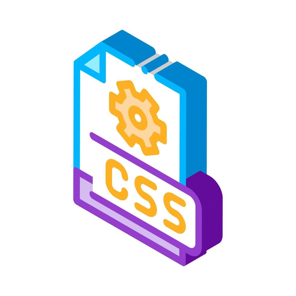 voorkant einde css code isometrische icoon vector illustratie