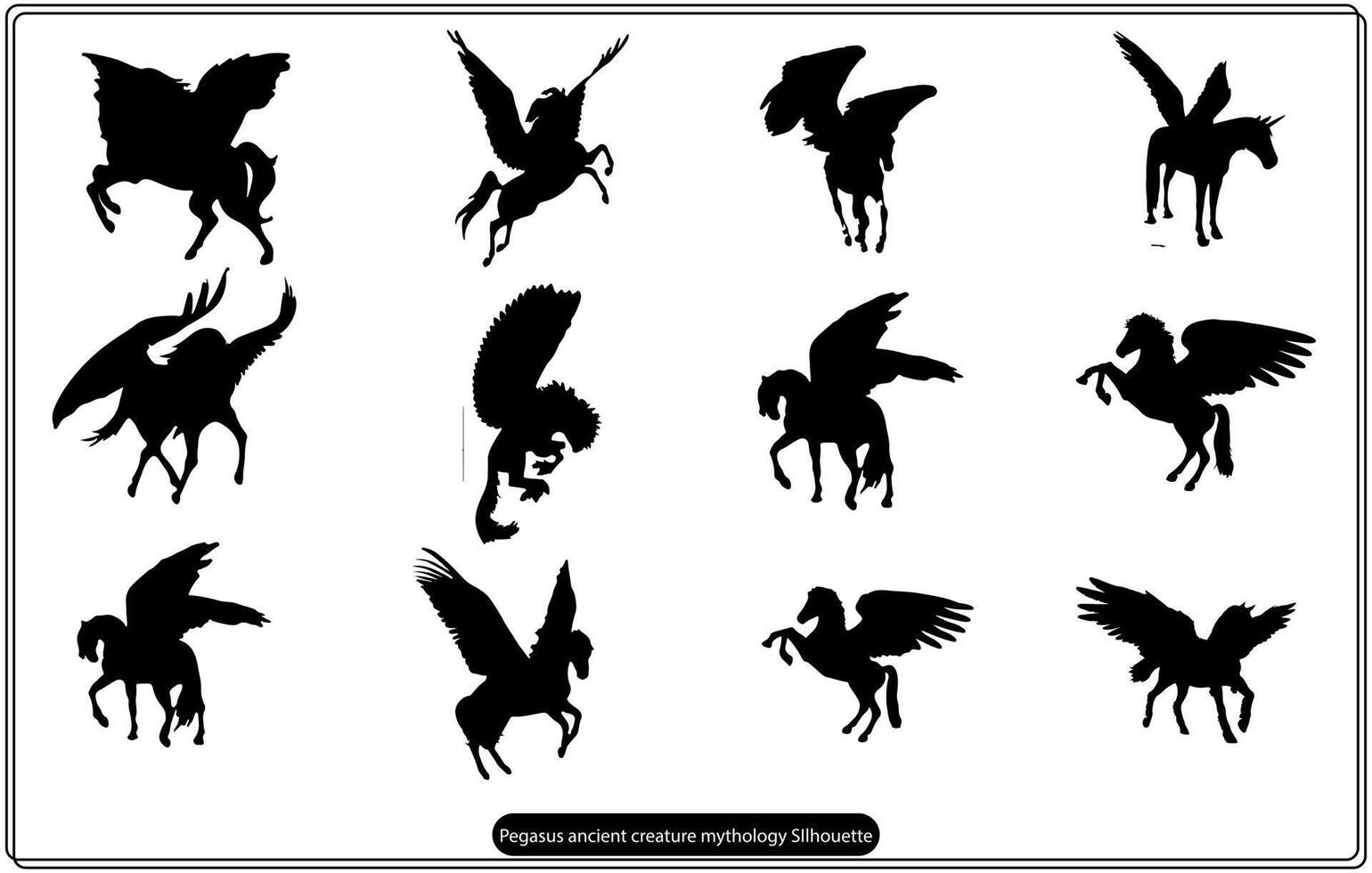 Pegasus oude schepsel mythologie silhouet vrij vector
