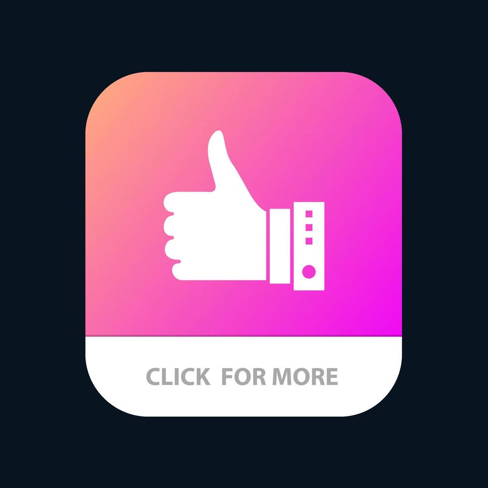 Leuk vinden vinger gebaar hand- duimen omhoog Ja mobiel app knop android en iOS glyph versie vector