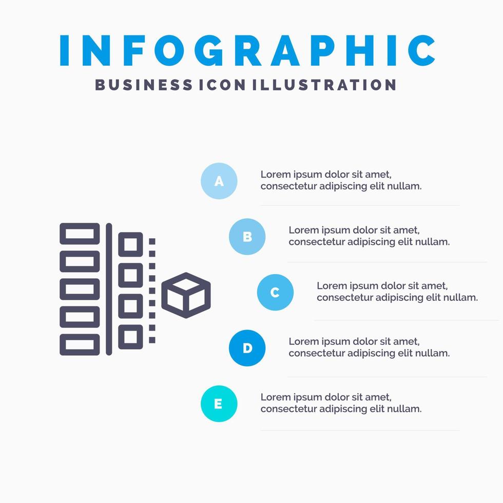 ontwikkeling fasen plan planning Product lijn icoon met 5 stappen presentatie infographics achtergrond vector
