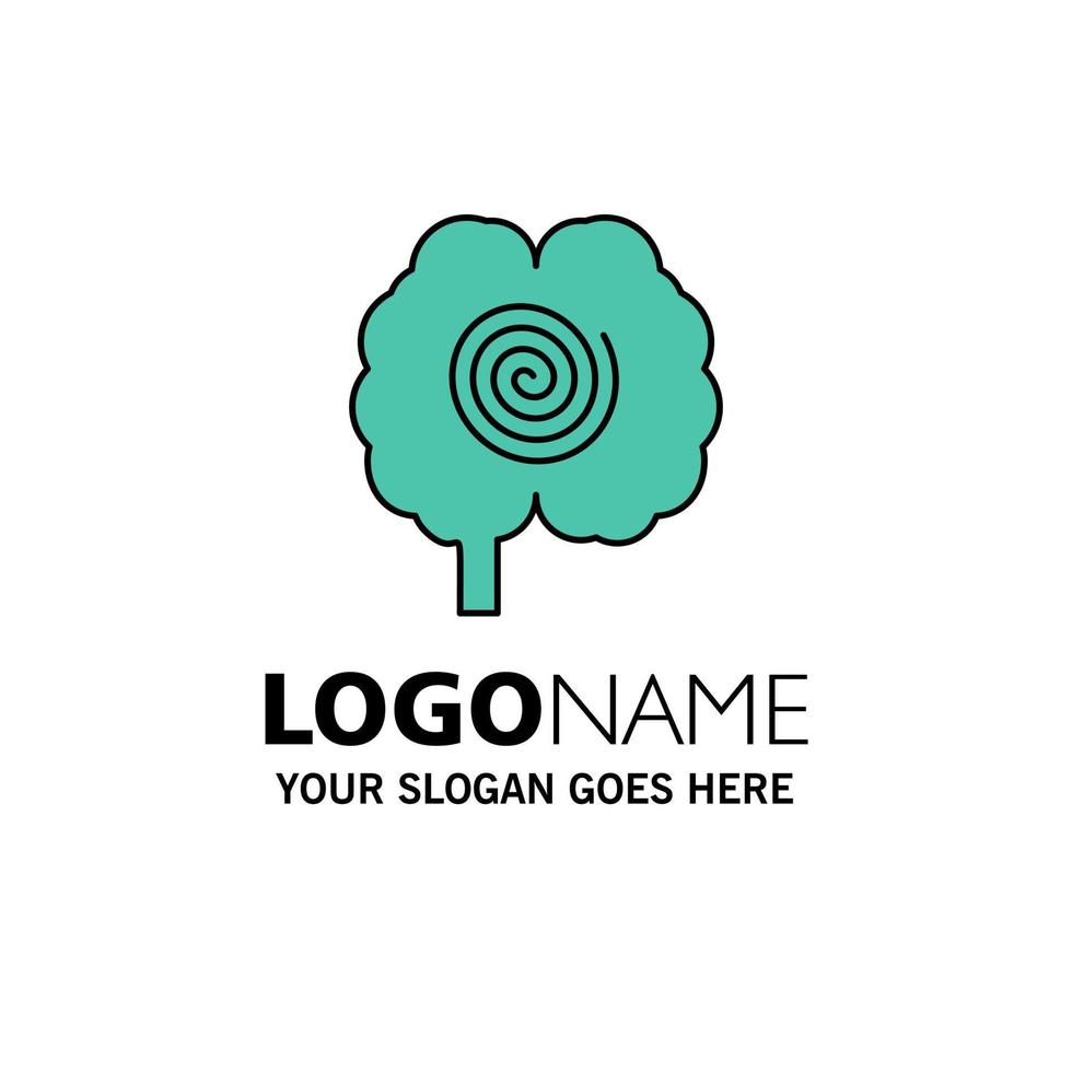 hersenen hoofd hypnose psychologie bedrijf logo sjabloon vlak kleur vector