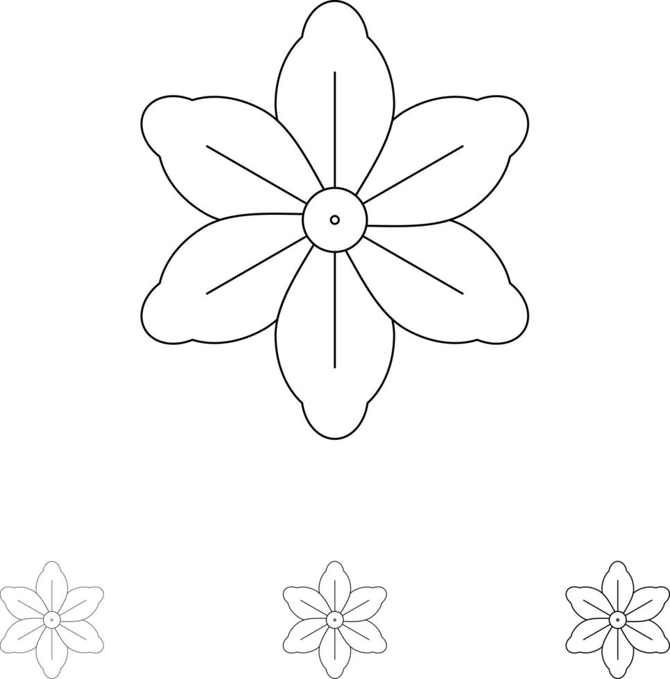 bloem bloemen natuur voorjaar stoutmoedig en dun zwart lijn icoon reeks vector
